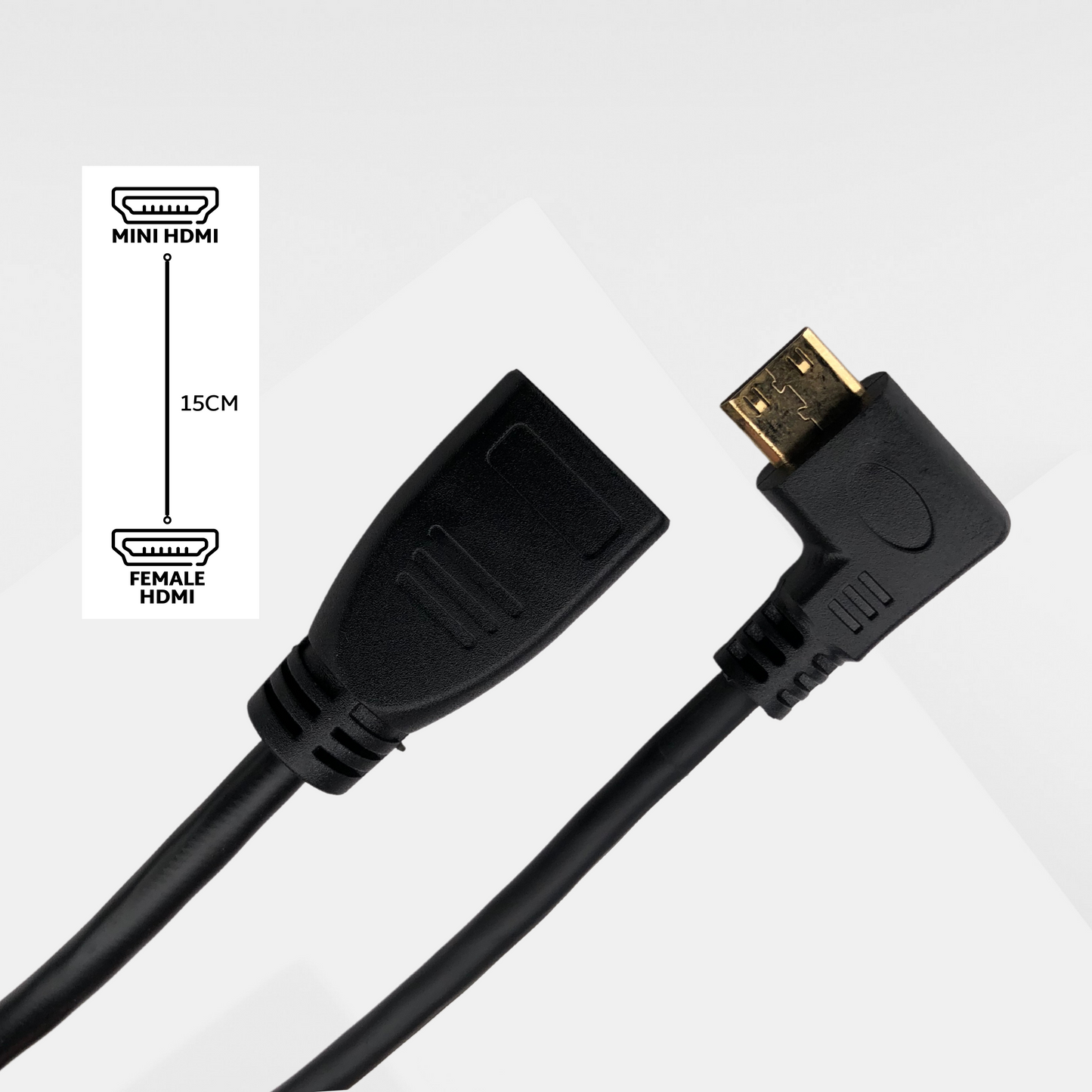 DYNOTEK Kabel Mini HDMI to Female HDMI 15CM Full HD Right Angle